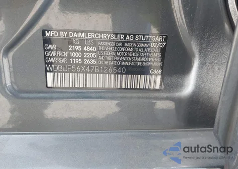 2007 Mercedes-Benz E 350 z USA, uszkodzony, nr VIN WDBUF56X47B126540